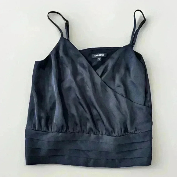 Express Camisole in Black Size XS Satin Faux Wrap V Neck Spaghetti Strap - Picture 1 of 5